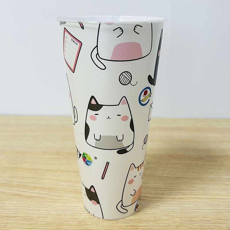 Customized Logo 700ml Disposable PP Print Plastic Milk Tea Cup – Plastic Tableware and Disposable Plastic Milk Tea Cup price