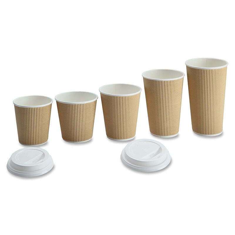 Disposable Coffee Corrugated Hot Drinks Double Single Kraft Ripple Wall Paper Cup with Lids – Disposable Cup and Drinking Cup price