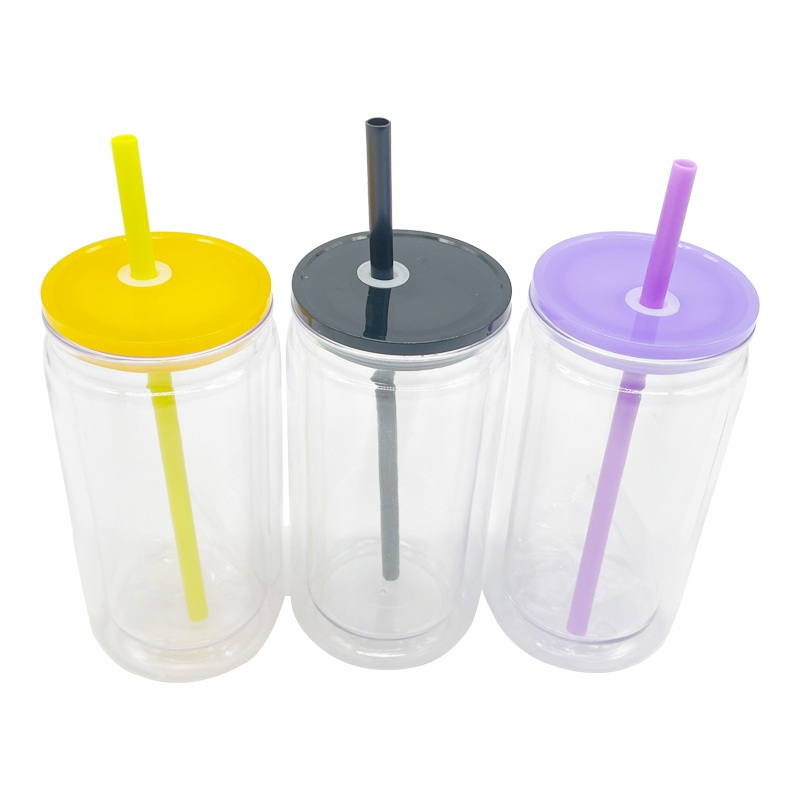 Double Walled Snow Globe 16oz Plastic Cold Cup with Pre-Drilled Hole and Plug Acrylic Tumbler Beer Can – Acrylic Tumbler Beer Can and 16oz Tumbler Plastic Cold Cup price