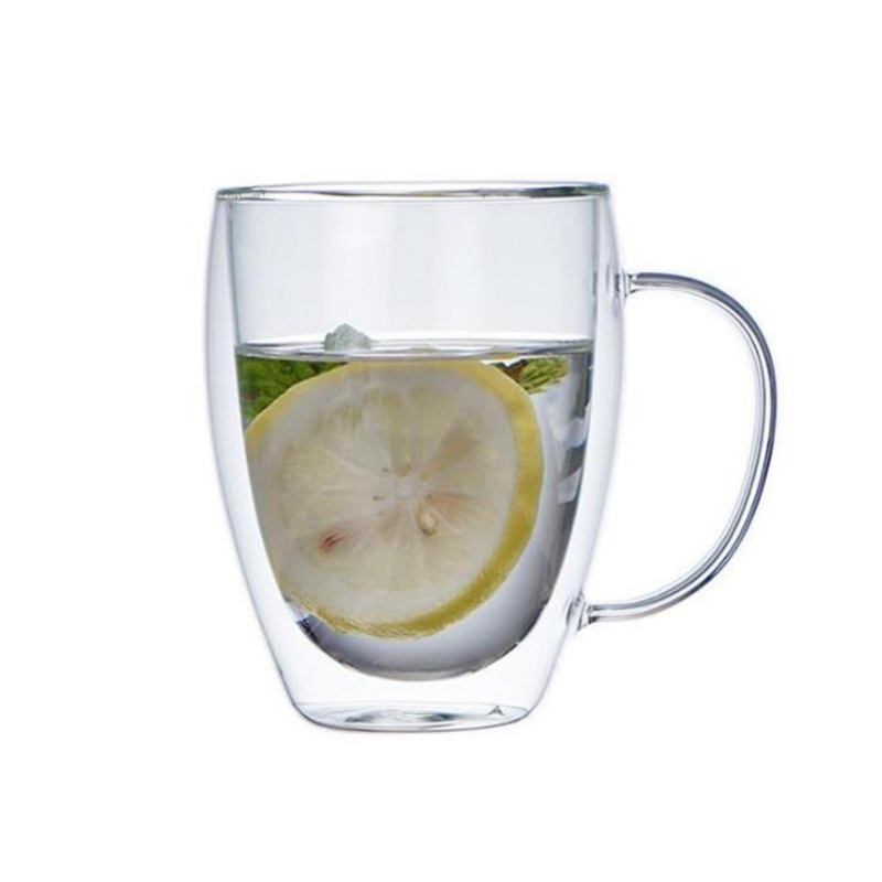Eco-Friendly Glass Double Layer Juice Cup Mugs with Handle and Cover – Glassware and Mug price