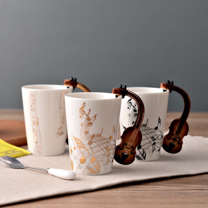 Funny Music Note Cup Guitar Violin Piano Shaped Hand-Painted Coffee Mug – Glassware and Coffee Cup price