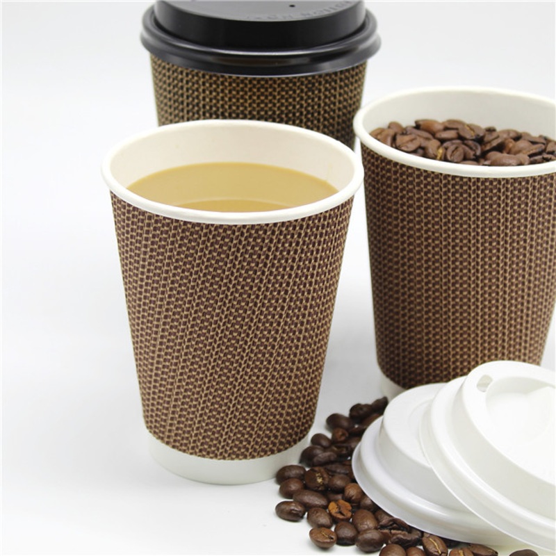 Insulation Espresso Ripple Wall Custom Coffee Paper Cups for Hot Drink – Custom Printed Ripple Wall Coffee Cup and PLA Ripple Wall Black Paper Coffee Cups price