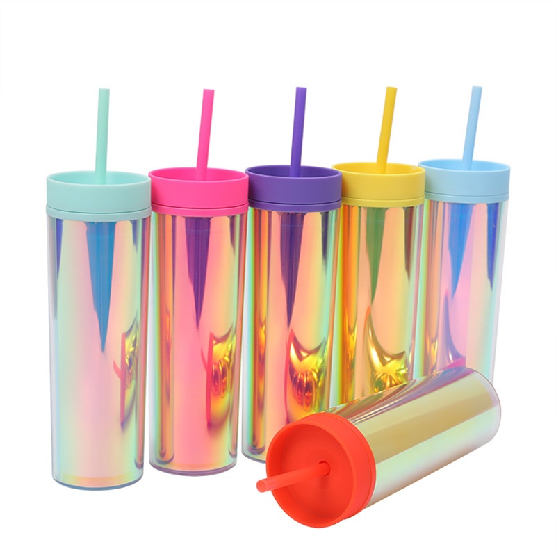 Plain Matte Colored 480ml Plastic Double Wall Water Acrylic Skinny Matte Tumbler Bottle Drinking Tumbler Cup with Straw – Plain Matte Colored Tumbler and 480ml Plastic Tumbler price