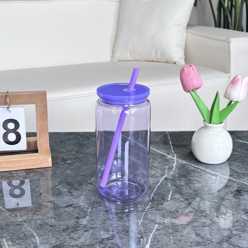Simple Transparent Plastic Straw Cup Eco-Friendly Acrylic Jelly Colored Mason Water Cup – Eco-Friendly Water Cup and Eco-Friendly Acrylic Cup price