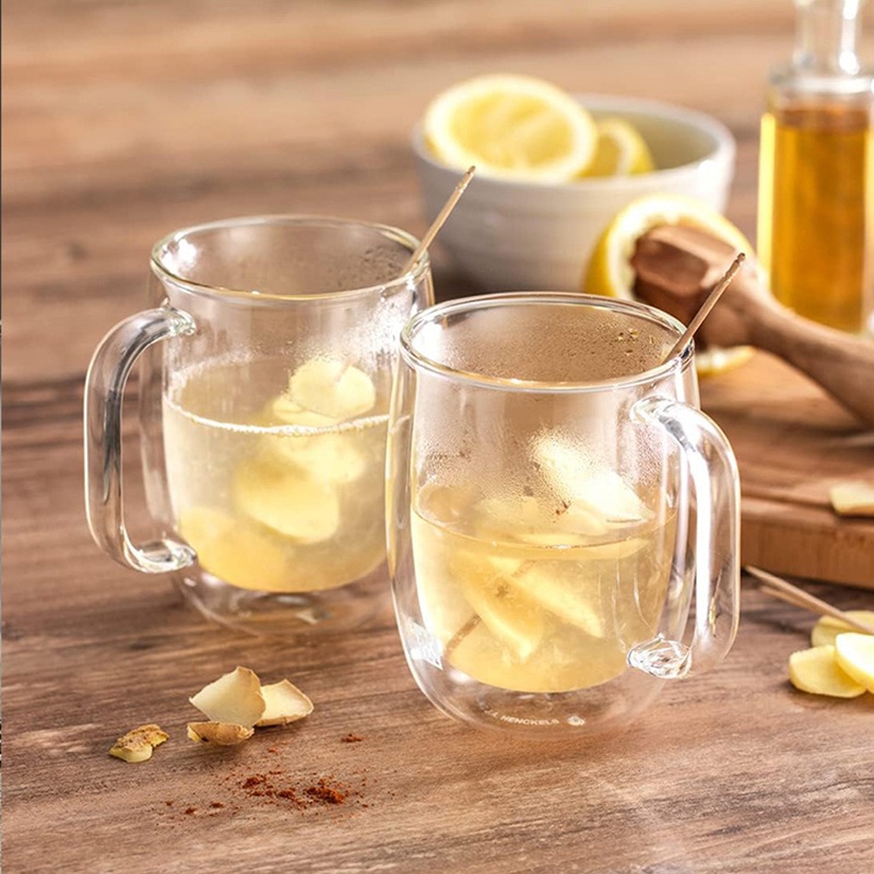 Stylish Insulated Glass Coffee Mug, Microwave and Freezer Safe 250ml – Double Wall Glass Cup and Double Wall Glass Cup with Handle price
