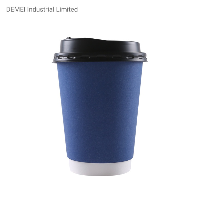 280ml 390ml 470ml Disposable Double Wall Gold Foil Stamping Custom Logo All Black Hot Coffee Paper Cup with PS Lid – 390ml Coffee Cup and Paper Cups price