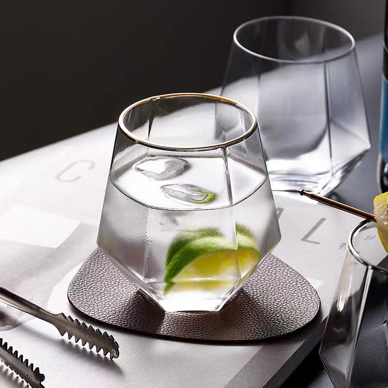 300ml Simple Diamond Style Juice/ Wine / Water Glass Cup with Golden Rim – Diamond Cup and Cup price
