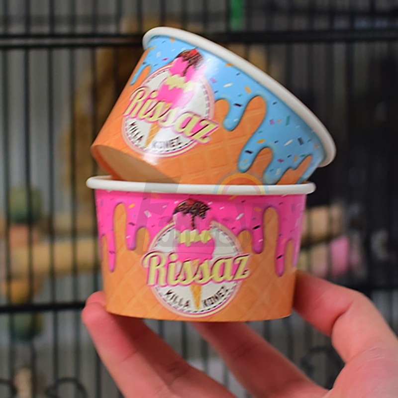 3oz 4oz Customization Customized Custom Logo Desserts Disposable Ice Cream Paper Cups – 3oz Ice Cream Cups and Customization Paper Cups price