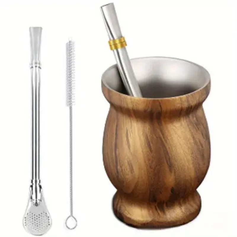 Custom Logo 8oz Double Wall 304 Stainless Steel Yerba Mate Gourd Cup Mug with Bombilla Straw – Mate Cup and Yerba Mate Cup price