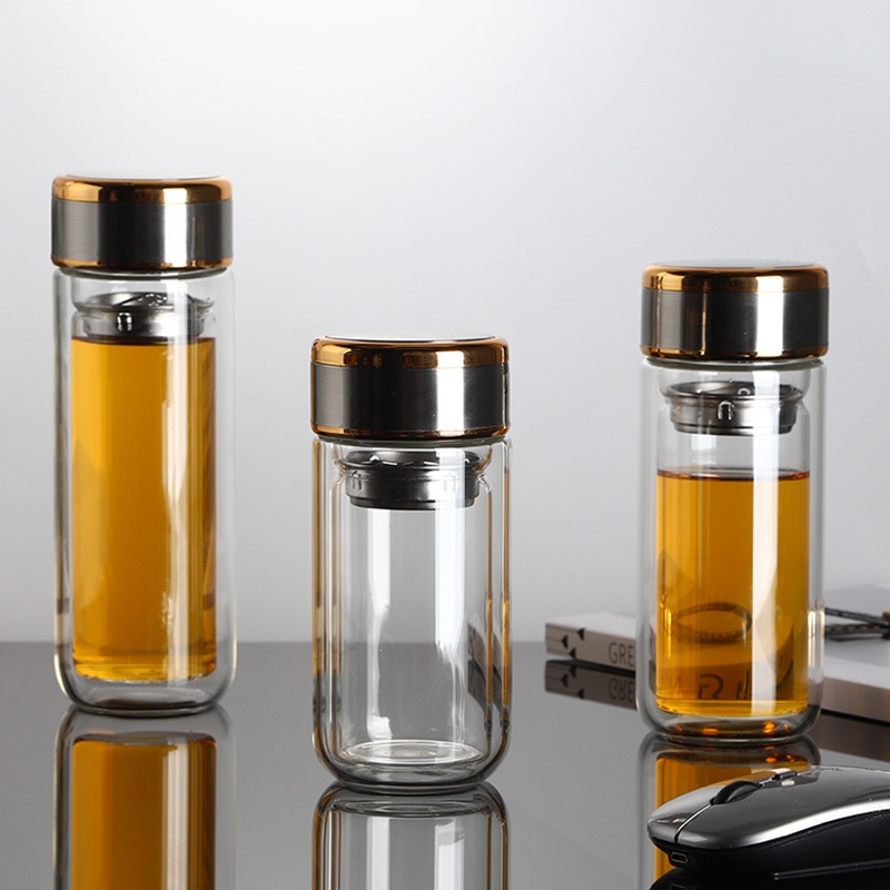 Double Wall Insulated Premium High Borosilicate Glass Tea Infuser Fruit Water Bottle with Leak Proof Steel Lid – Sport Water Bottle and Drinking Bottle price