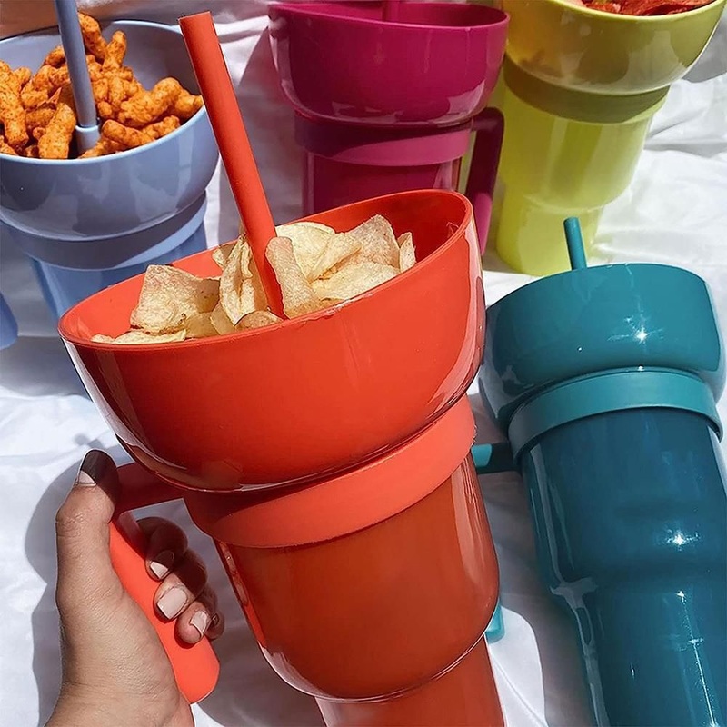 Ds-2720 Snack Cup and Stadium Drink with Straw – 2 in 1 Portable Snack Container for Travel, Theater, Cinema and Home Use – Owala Water Tumbler Freesip Bottle and 2024 New Design Owala Bottle price