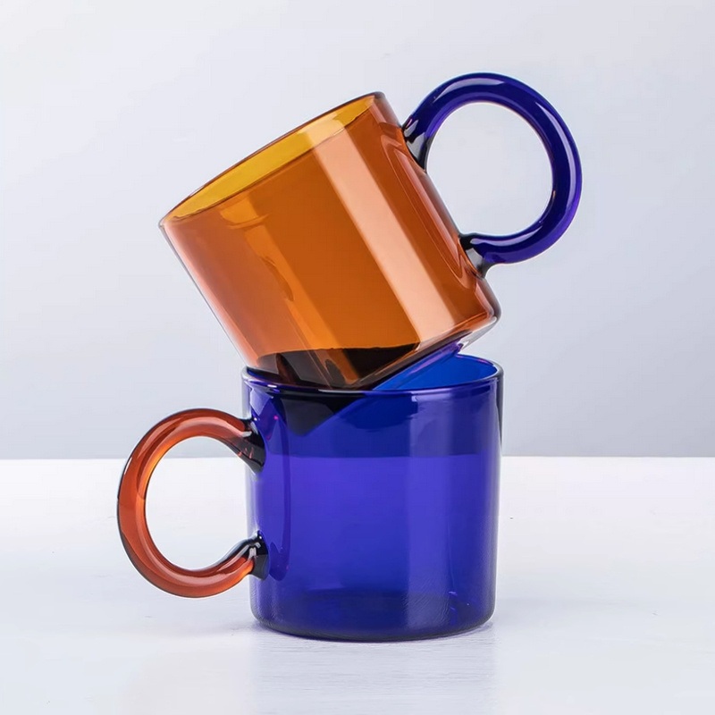Heat-Resisting E-Co Friendly Glass Color Single-Layer Glass Coffee Cup High Borosilicate Glass Belt Cup Household Mug Juice Cup – Glass Cup and High Borosilicate Glass price