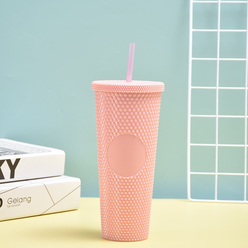 Hot Sale High Appearance Level Girl Gift Diamond Cup Large Capacity Cross-Border Double Plastic Straw Cup Water Bottle Beverage – Water Bottle and Thermos price