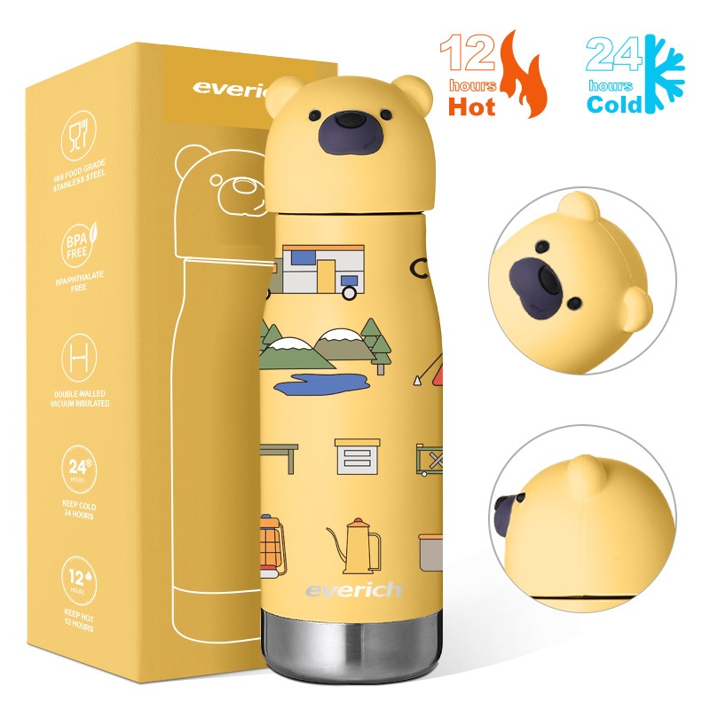 Hot Selling Double Wall BPA Free School Child Water Bottle 350ml Stainless Steel 304 Cartoon Water Bottles with Lid – Kids Water Bottle and Children Drinking Bottle price