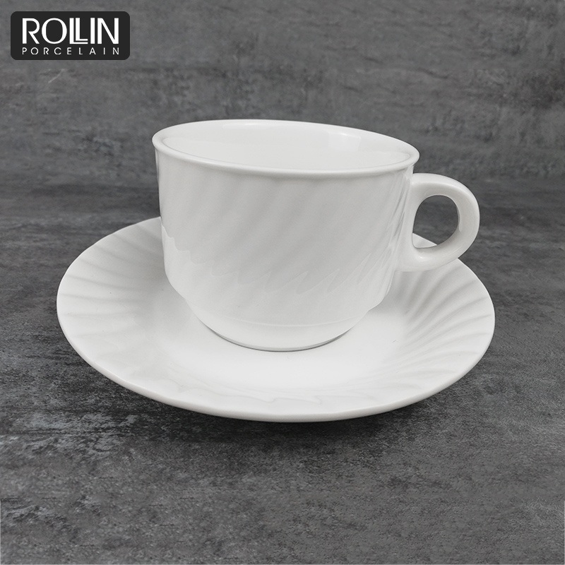 Porcelain Coffee Cup with Lines Design for Coffee Shop – Ceramic Coffee Cup and Ceramic Coffee Cup with Saucer price