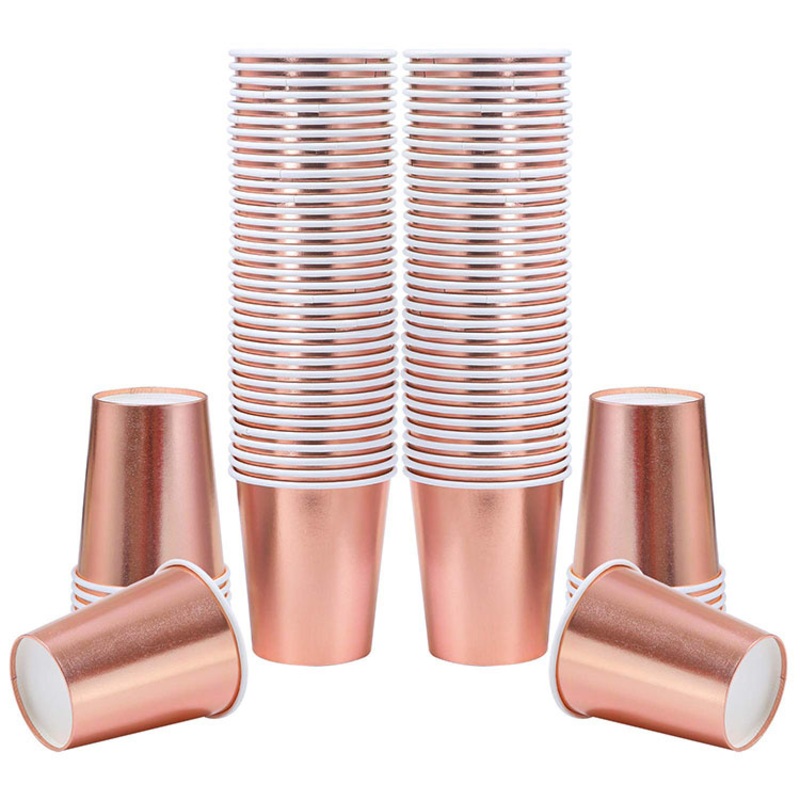 Rose Gold Recycle Biodegradable Party Disposable Paper Cups – Cup and Disposable price