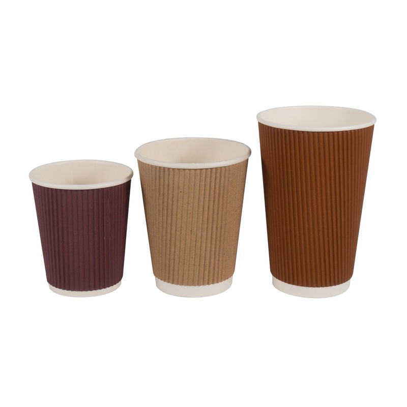Simple Design Custom Company Logo Disposable Thickening Black Ripple Wall Tasting Paper Cup Disposable Ripple Cup Mug – Paper Cups and Coffee Paper Cups price