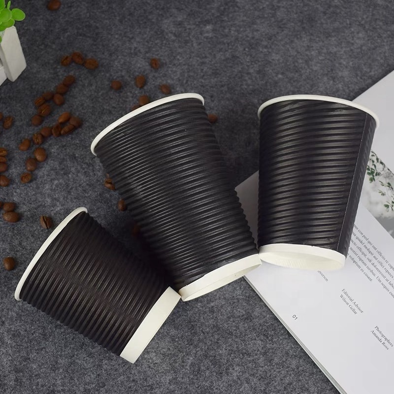 10oz 12oz 16oz 18oz 20oz Disposable Black Ripple Coffee Hot Paper Cup – Paper Cup and Coffee Cup price