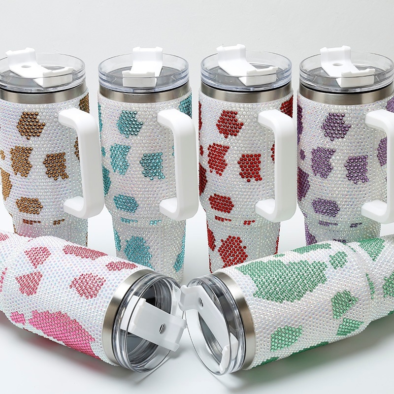 304 Stainless Steel 40oz Diamond Inlaid Handle Large Capacity Insulated Cup – Vacuum Flask and Vacuum Cup price