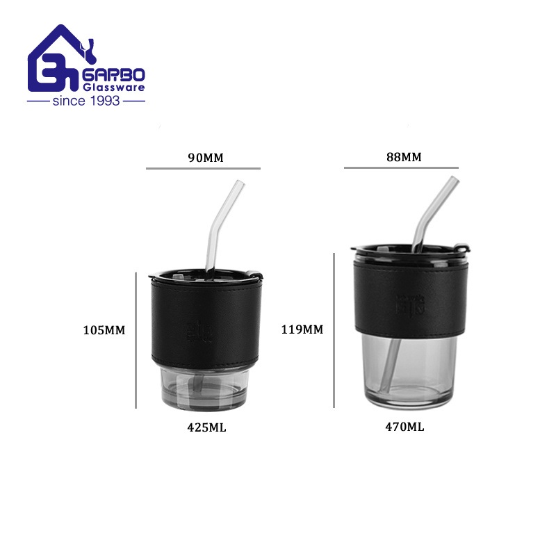 470ml Slub Cup Student Glass Cup with Straw Household Color Glass Cup with Lid Cheap Price Travel Beverage Milk Tea Coffee Glass – Slub Cup and Student Glass Cup price