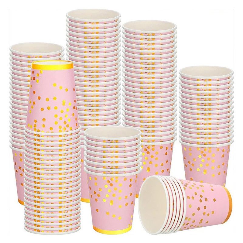 6oz Wedding Party Paper Cup Custom Logo Gold Stamping Disposable Paper Cup for Birthday Party Single Wall Paper Cup – Paper Cups and Disposable Paper Cup price