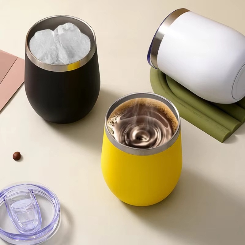 Custom 12oz Stainless Steel Double Layer Eggshell Insulated Vacuum Coffee Cup Outdoor Mini Egg Shaped Cup Mug with Lid – Cup Mug and Coffee Mug price