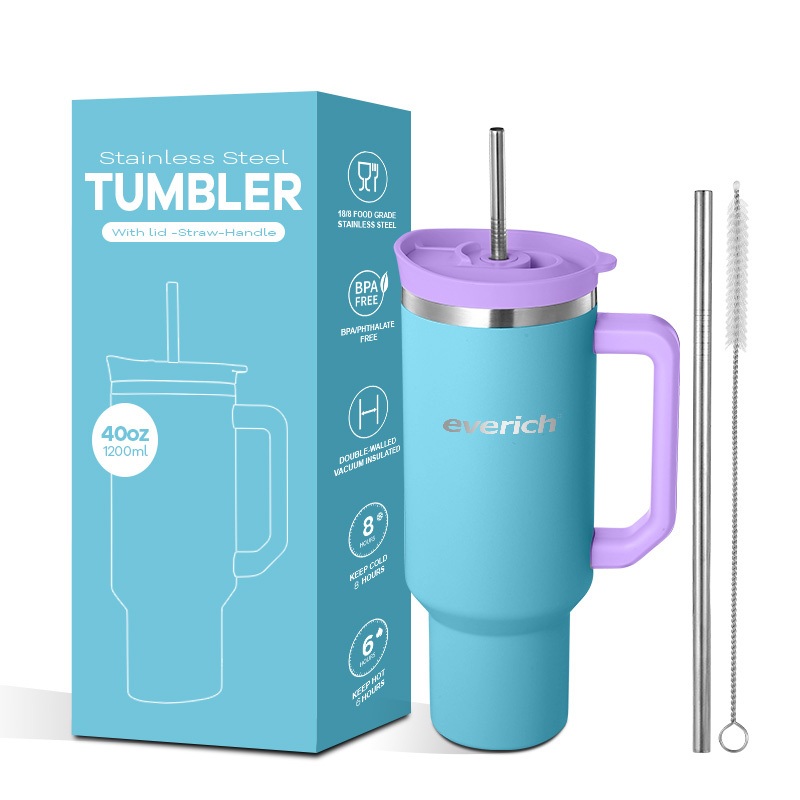 Everich 40oz Stainless Steel Insulation Colder for Longer Tumbler with 2-in-1 Lid and Handle – Tumbler with Straw and Stainless Steel Tumblers price