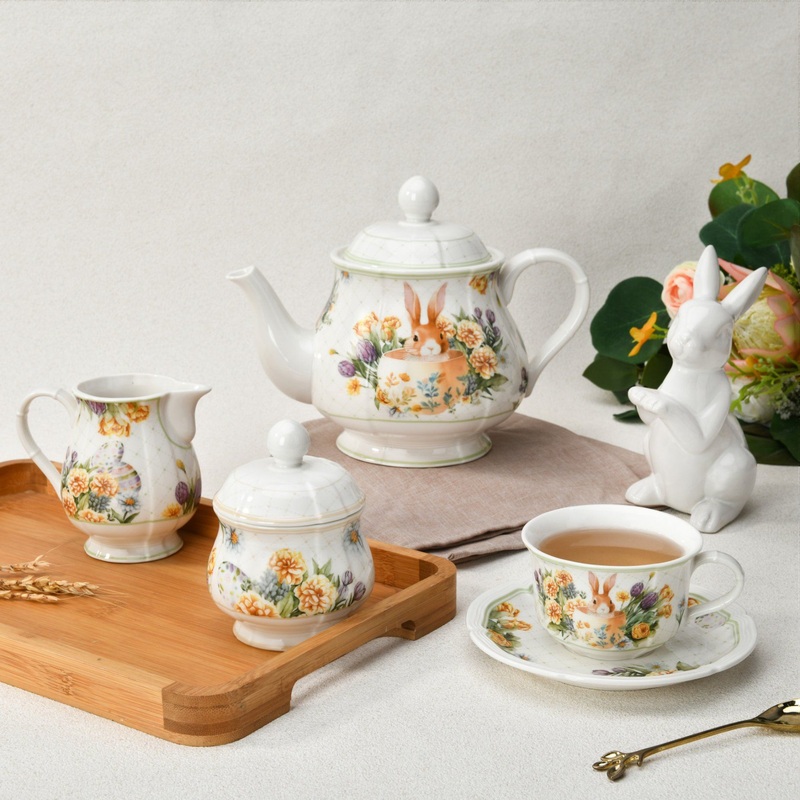 High Quality Porcelain Easter Bunny Teapot Coffee Cup Ceramic Tea Set – Tea Set and Ceramic Tea Set price