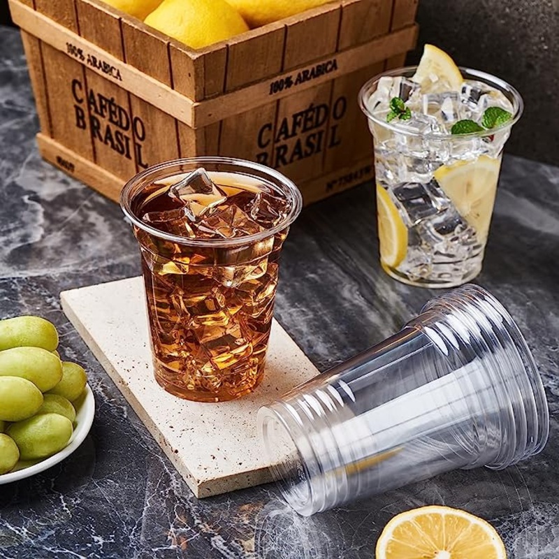 Takeaway Plastic Cup for Juice Disposable Coffee Cup 14oz Clear Pet Cups with Lids – Custom Cold Drink Cup and Brightly Printed Cup price