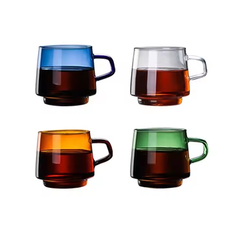Custom Hand Blown Borosilicate Vintage Amber Colored Glass Coffee Mug with Saucer for Cappuccino Milks Espresso Coffee – Glass Cup and Vintage Amber Colored Glass Coffee Mug price