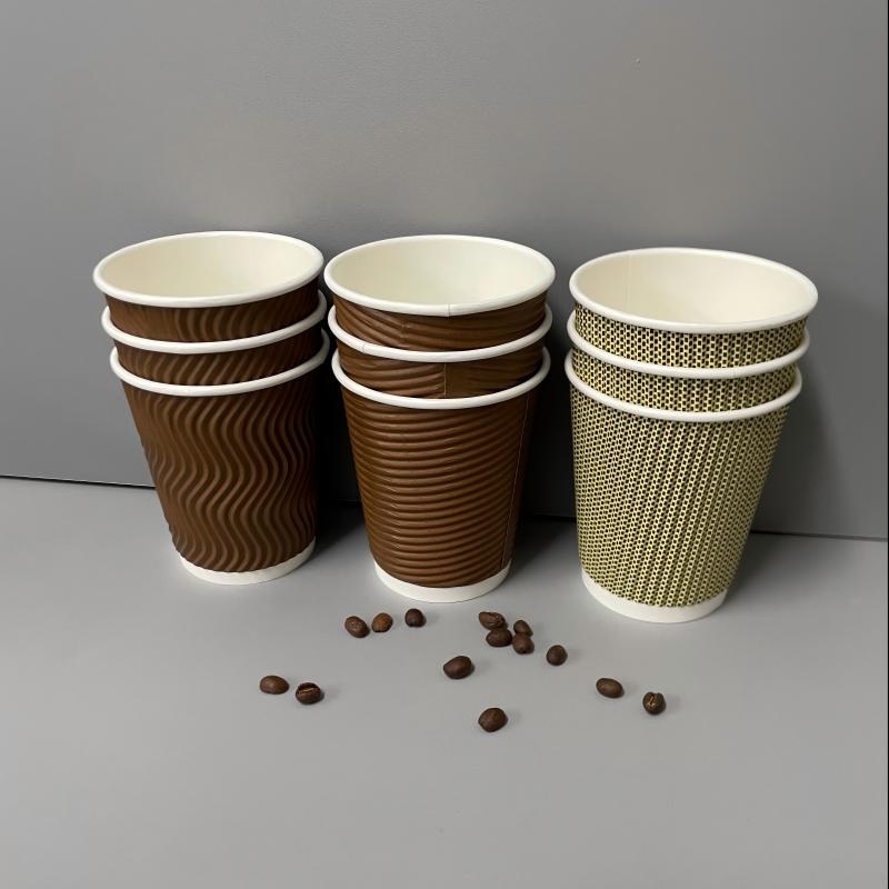 Disposable 8oz 12oz 16oz Ripple Wall Paper Cup Hot Beverage Coffee Drinking Paper Cup with Lids – 16oz Ripple Wall Paper Cup and Beverage Coffee Drinking Paper Cup price