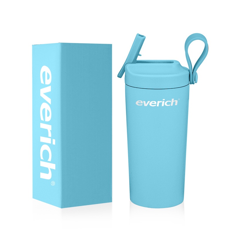 Everich 450 Ml 18/8 Stainless Steel Double Wall Insulated Coffee Cup with Straw and Portable Silicone Handle – Water Cup and Double Wall Stainless Steel Cup price