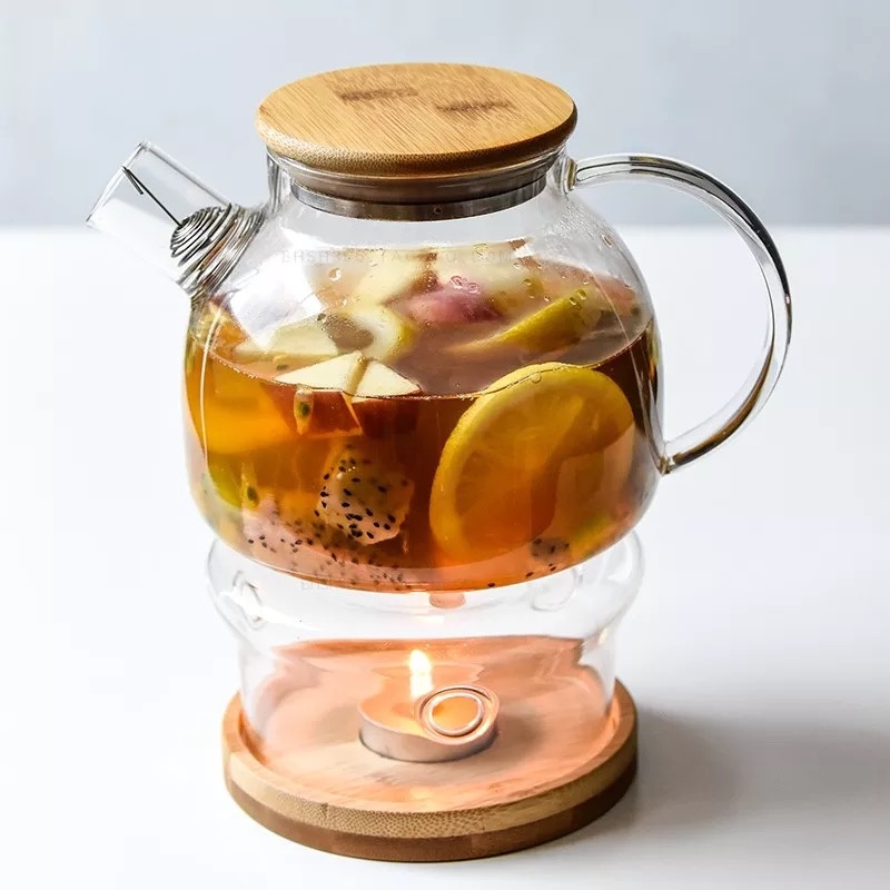 Heat-Resistant Glass Teapot Set with Tea Warmer – Heat-Resistant Teapot and Bamboo Lid Glass Teapot price