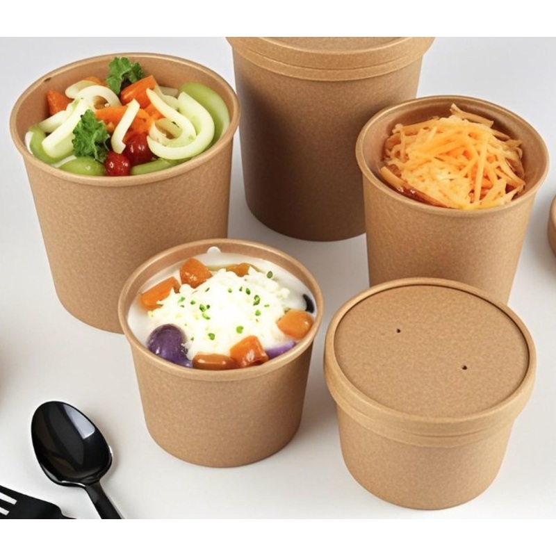 Kraft Paper Soup Cups with Lids for Takeout Meals – Paper Cup and Soup Cup price