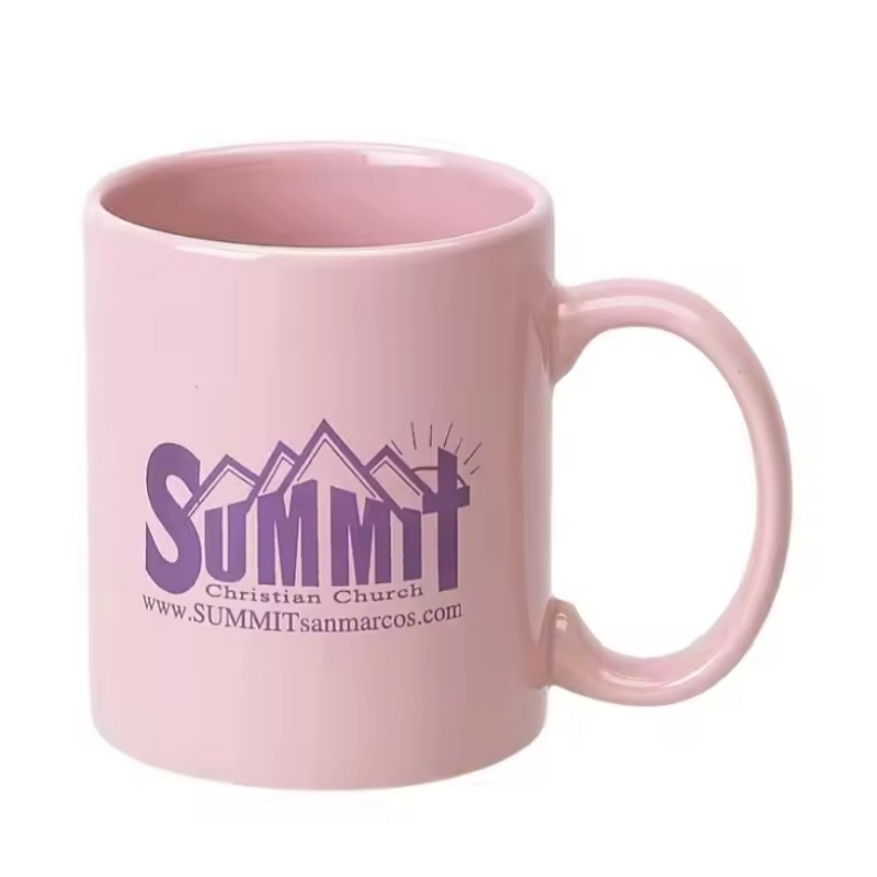 Promotional Gifts 11 Oz. C-Handle Mug – Pink Enamel Cup and Mugs Ceramic price