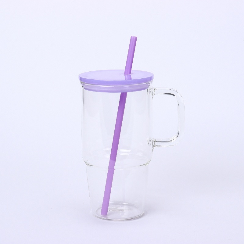 Sublimation Blank 20oz Colorful Jelly Color Travel Mug Glass Cup Plastic Lid Car Tumbler with Handle and Straw – Glass Mug Tumbler and Travel Mug Tumbler price