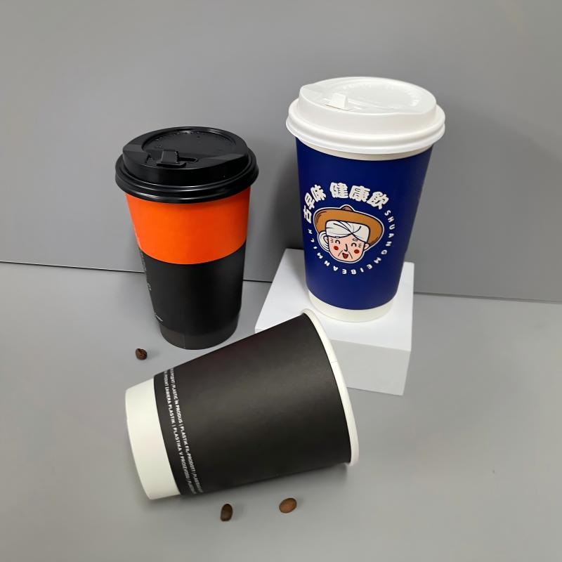 Wholesale Double-Layer Coffee Cups Custom Disposable Paper Cups Food Grade Material with Lids – Paper Coffee Cup with Lid and Custom Logo Printed Paper Cup price