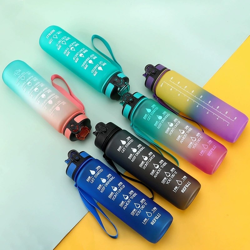 Wholesale Fashion Fitness Sports Mug Large Capacity Kettle Water Bottle Straw Portable Handle Plastic Space Hydrated Flask – Water Bottle and Plastic Bottle price