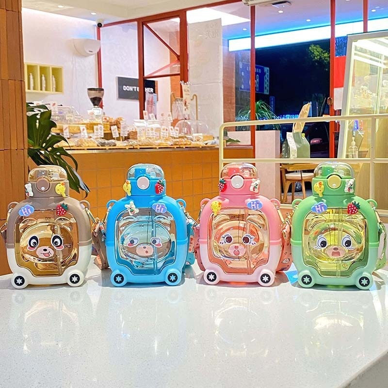 Wholesale Magic Cute Cartoon Bear Baby Kawaii Water Cup Portable Plastic Water Bottle for Children Kids School Custom Logo – Cup and Bottle price