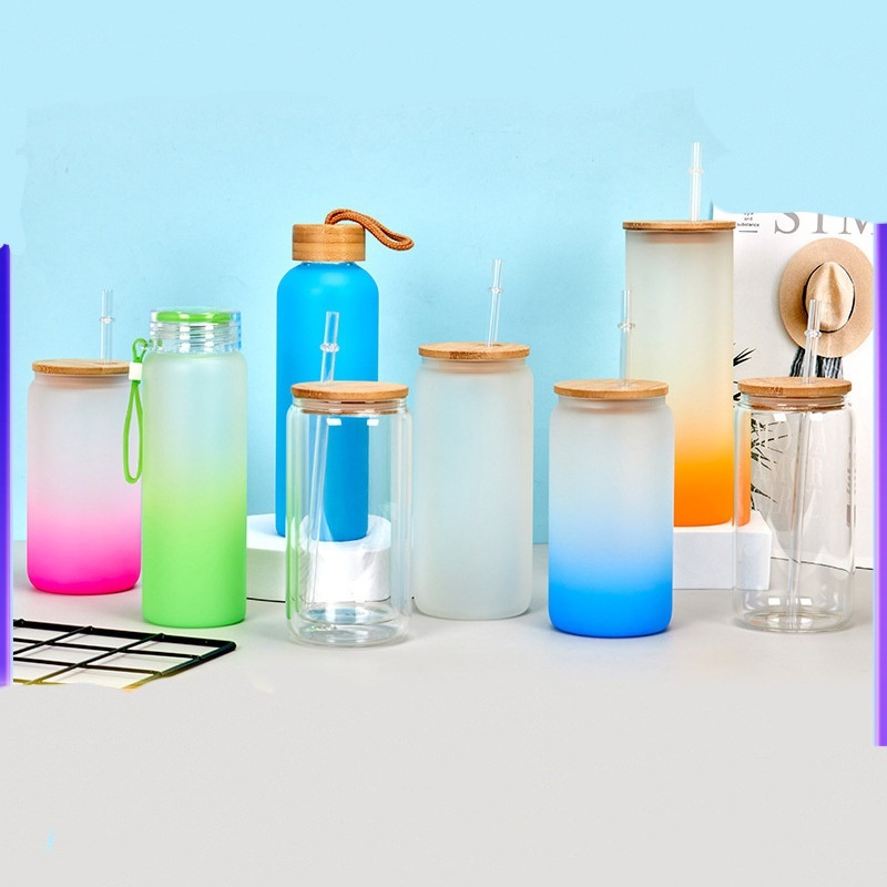 16oz Customization Printable Gradient Sublimation Beer Cola Can Glass Mason Jar Tumbler – Glass Tumblers and 16oz Tumblers price