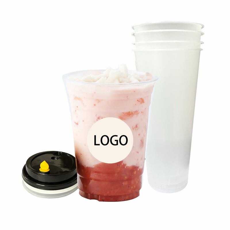 400ml 520ml 700ml Milk Tea Cup Disposable with Lid Frosted Injection Moulded Light Cup Commercial Drinks Cup Customised – Plastic Cup and Disposable Cups price