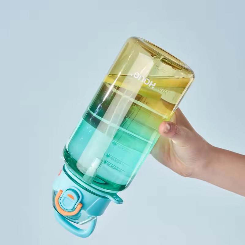 700/1000ml Sports Transparent Gradient Color Portable Motivational Plastic Water Bottle with Straw – Sports Water Bottle and Plastic Water Bottle price
