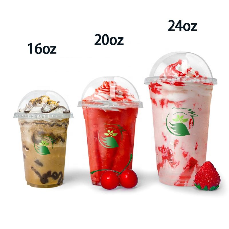Biodegradable Fruit Dessert Grass Jelly Cups 16oz 24oz 32oz Disposable Customized Printed Logo Transparent Pet Plastic Cups – Biodegradable Cup and Coffee Cup price