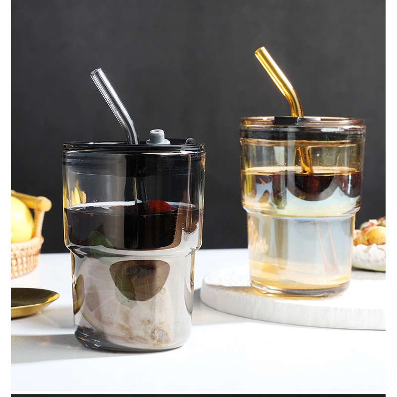 Cheap Price Slub Cup Student Transparent Glass Cup with Leather Sheath Straw Cup Household Glass Cup Gift Cup with Lid – Cup and Slub Cup price