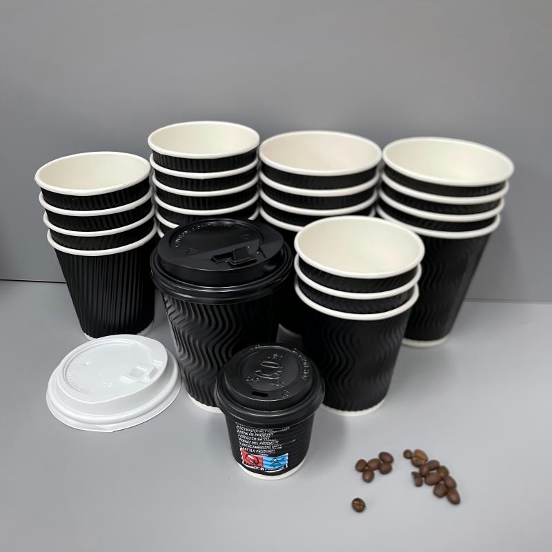 Custom Logo Ripple Wall Cup 12oz Ripple 3 Ply Disposable Insulated Paper Cups – Ripple Wall Paper Coffee Cups with Lids and Custom Logo Ripple Wall Cup price