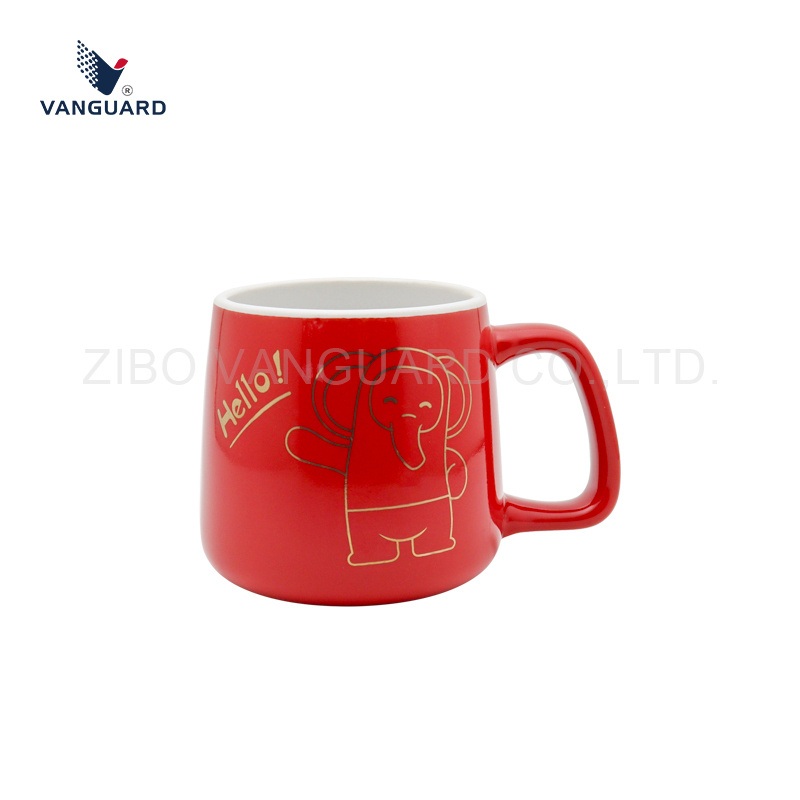 Customized Decal Printing Coffee Mug 350ml Red Ceramic Coffee Mug Personalised Porcelain Mug – Ceramic Coffee Mug and Porcelain Mug price