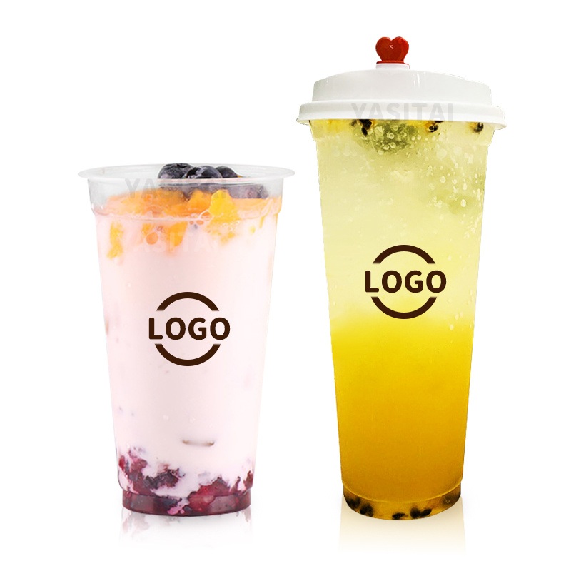 Customized Logo Print Boba Tea Cup Transparent PP Plastic Custom Boba Cups with Lids – Bubble Tea Cup and Boba Cup price