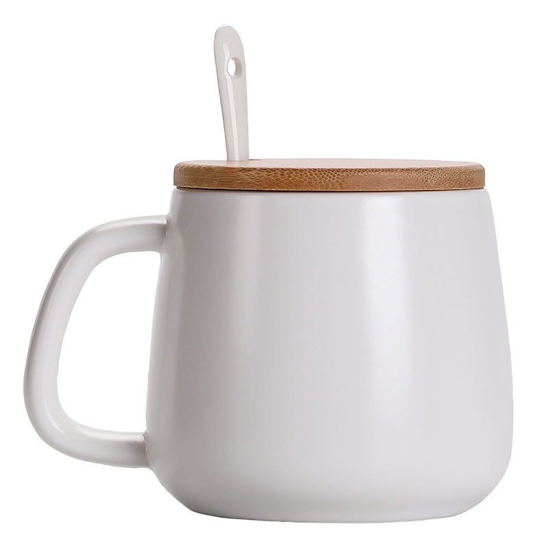 Matte Promotional Couple Coffee Ceramic Cup with Bamboo Lid and Spoon – Ceramic Mug and Ceramic Promotional Gift Cup price