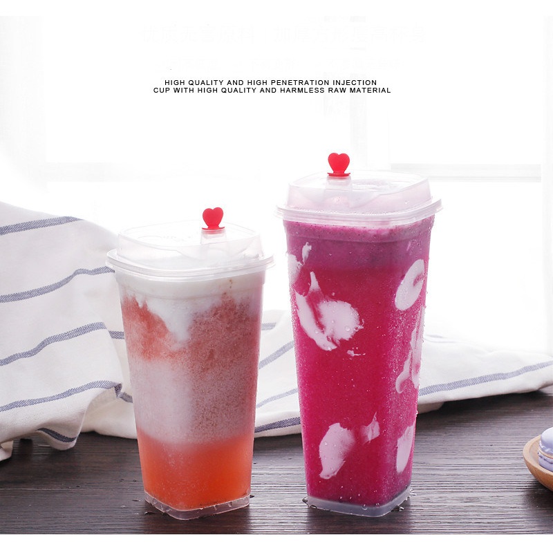New Square Disposable Injection Plastic Cup coffee Milk Tea Fresh Fruit Juice Beverage Drinking Cup – Plastic Cup and Disposable Cup price