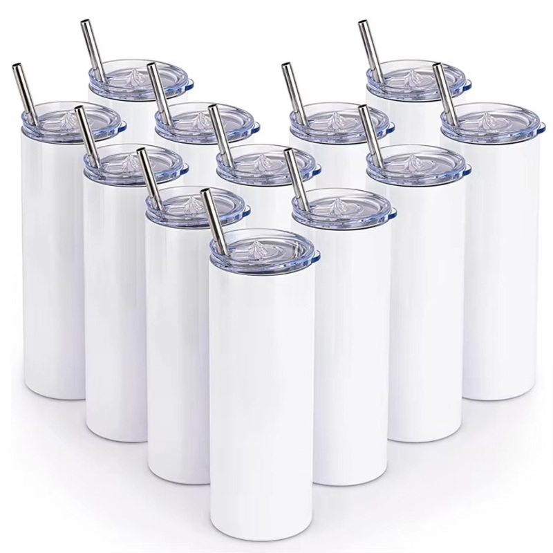 Personalized Double Wall Stainless Steel Skinny White Sublimation Blanks 20 Oz Tumbler with Lid and Straw – Sublimation Blank Tumbler and Stainless Steel Tumbler price